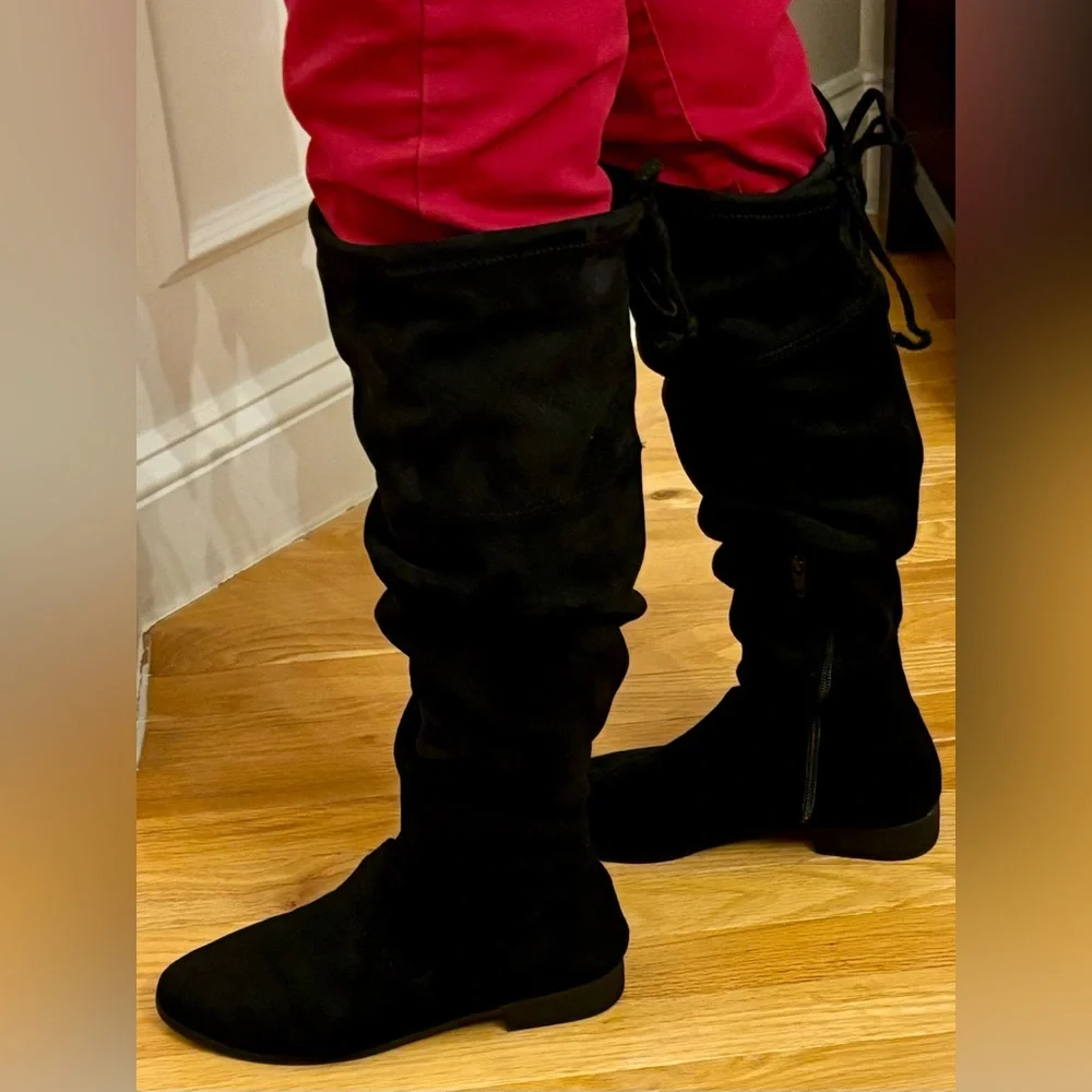 Time and Tru Steve Madden Boots women’s sz 8.5W Black Knee High, Wide Width EUC